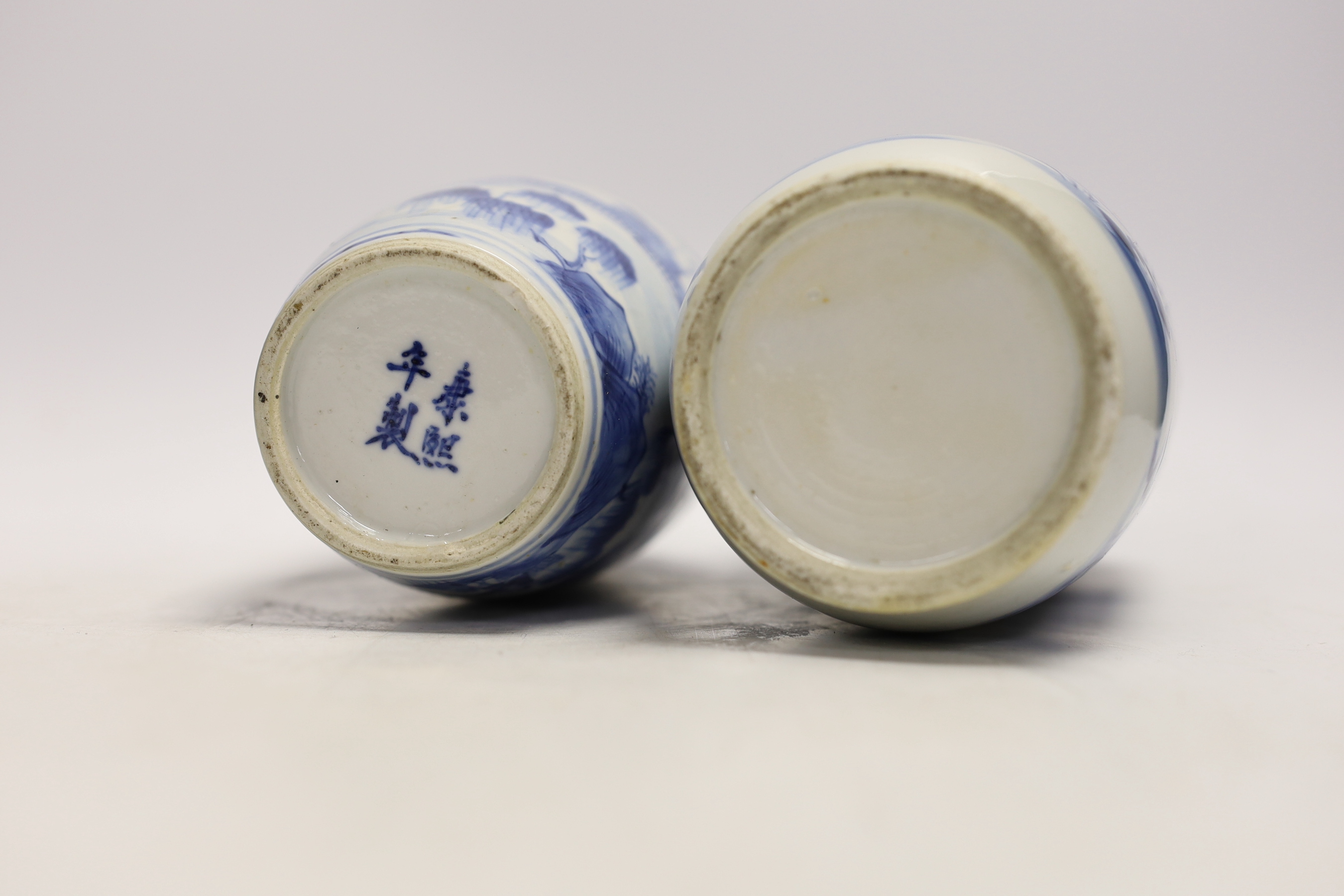 A 19th century Chinese blue and white vase together with another early 20th century vase